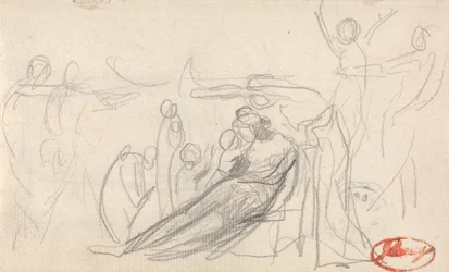 Figure allongée avec enfants et autres figures